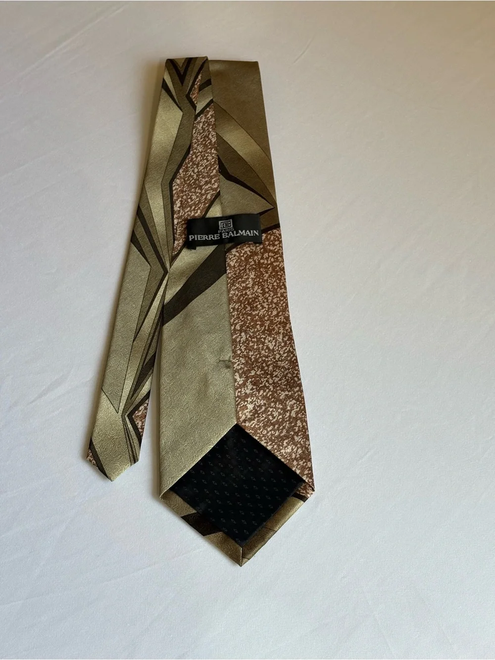VNTG Pierre Balmain Paris Silk Tie Earth Tones Luxury Nexktie